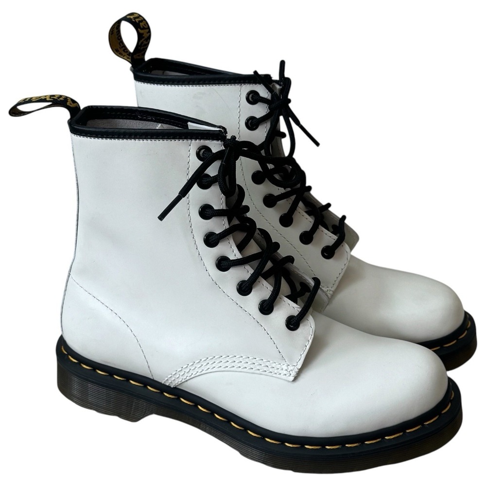Dr. Marten's Patent Leather White 1460 Lace‎ Up Boots Capsule Grunge Rocker 8 - Picture 6 of 9